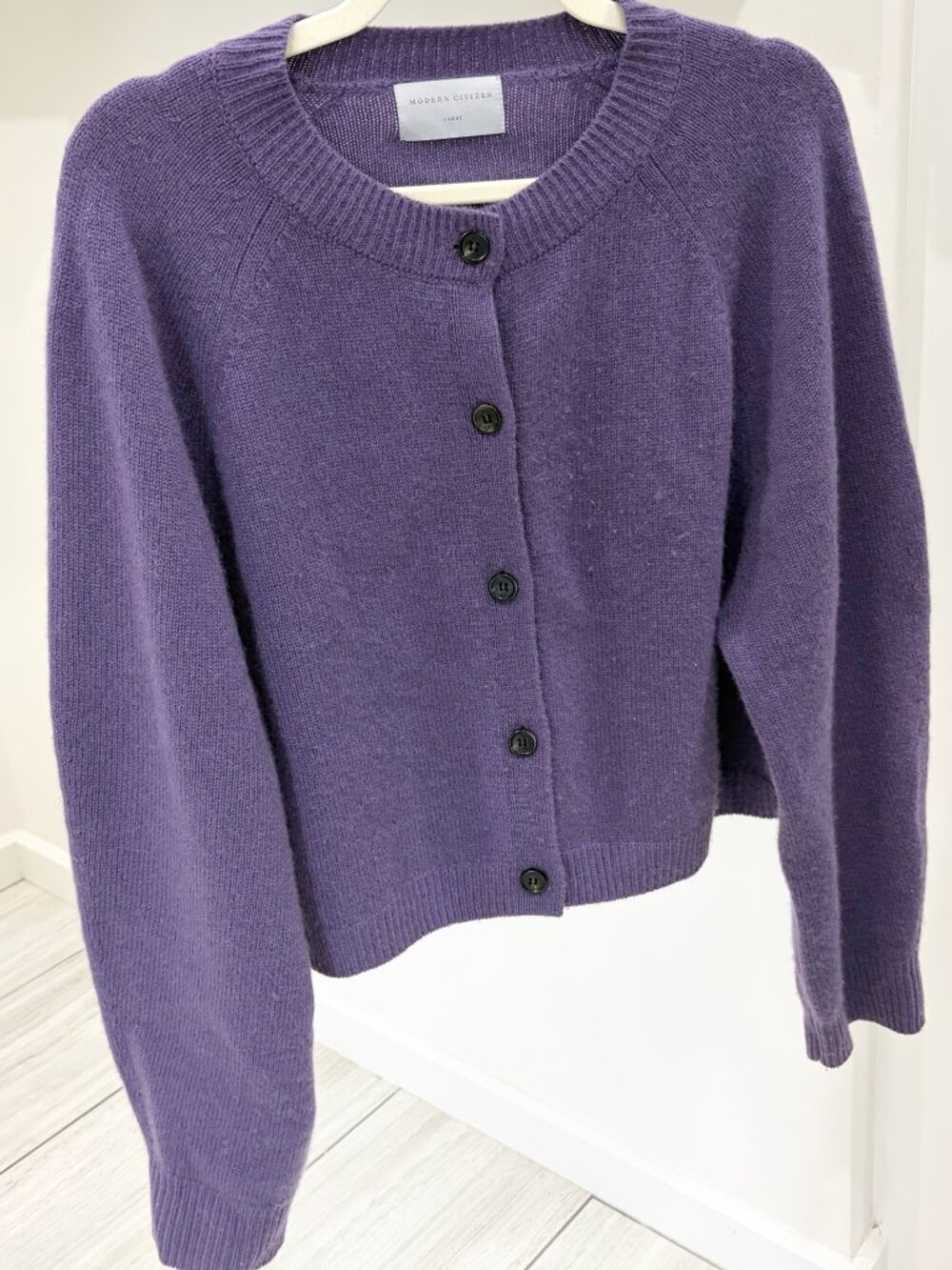 Modern citizen Purple Crew Neck Cashmere Cardigan